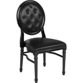 hercules series 900 lb capacity king louis chair with tufted back black vinyl seat and black frame