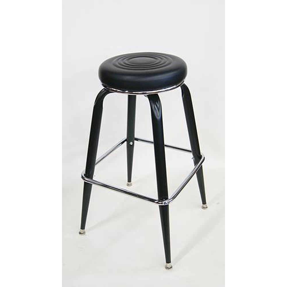 metal swivel bar stool with black vinyl seat 2