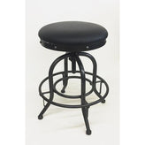 adjustable swivel bar stool with black vinyl seat