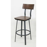 walnut wood and metal bar stool