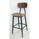 black walnut wood and metal bar stool
