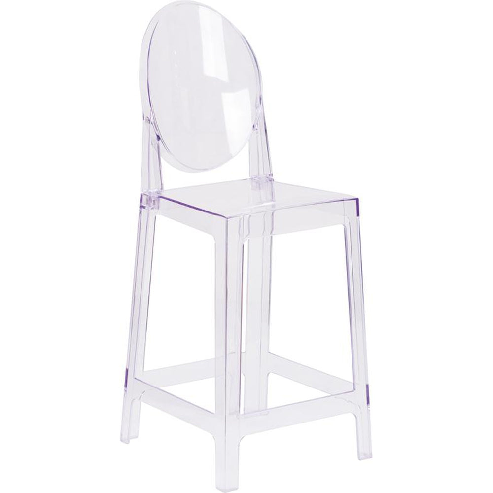 ghost counter stool with oval back in transparent crystal