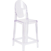 ghost counter stool with oval back in transparent crystal