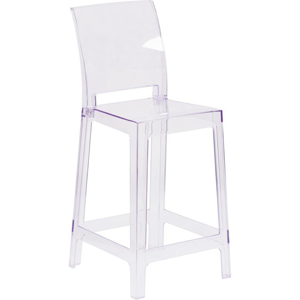 ghost counter stool with square back in transparent crystal