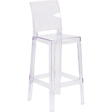 ghost barstool with square back in transparent crystal