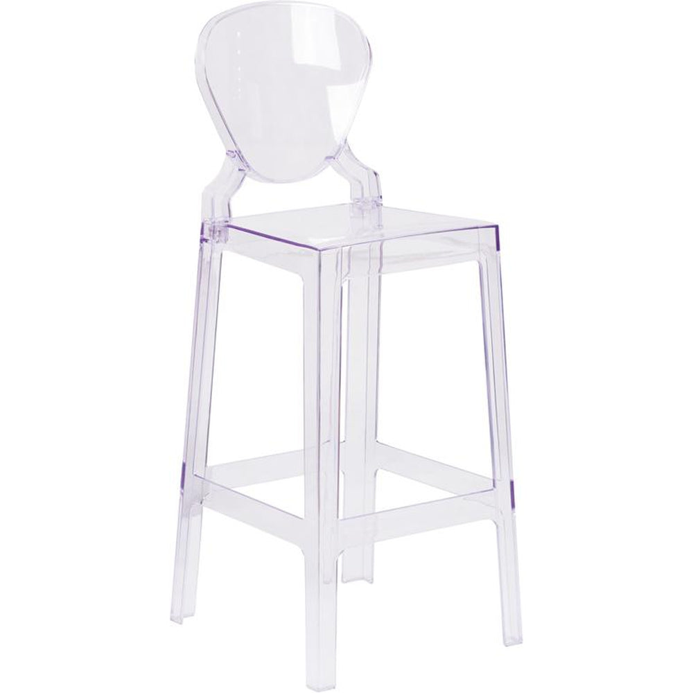 ghost barstool with tear back in transparent crystal