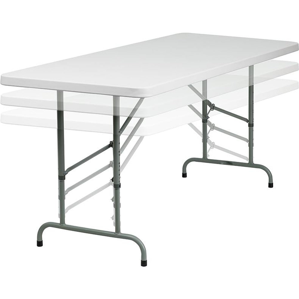 6 ft height adjustable granite white plastic folding table