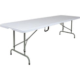 8 ft height adjustable bi fold granite white plastic banquet and event folding table with carrying handle