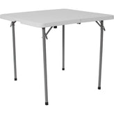 3 ft square bi fold granite white plastic folding table with carrying handle