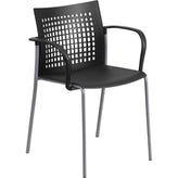 hercules series 551 lb capacity black stack chair with air vent back and arms