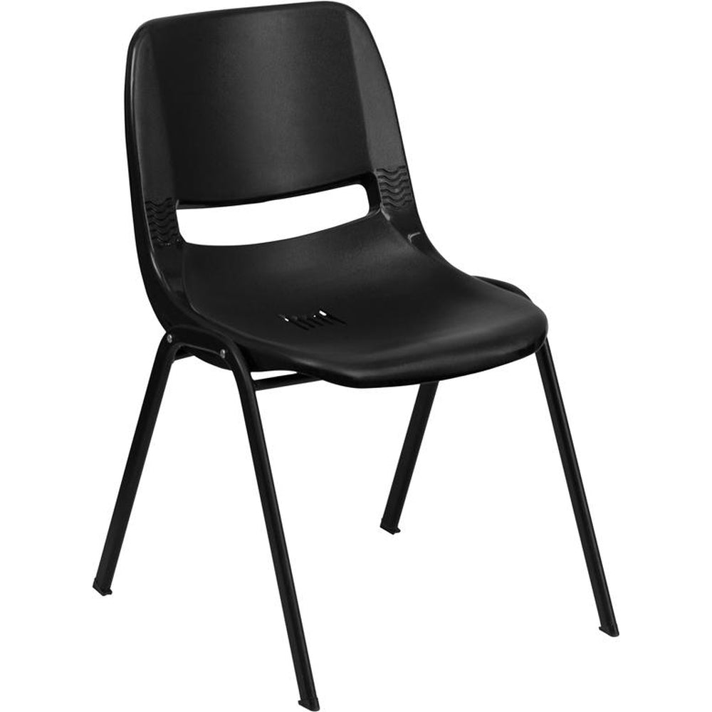 hercules series 440 lb capacity kid fts ergonomic shell stack chair with black frame and 12 inch seat height