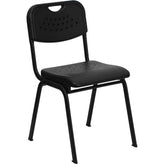 hercules series 880 lb capacity black plastic stack chair with open back and black frame