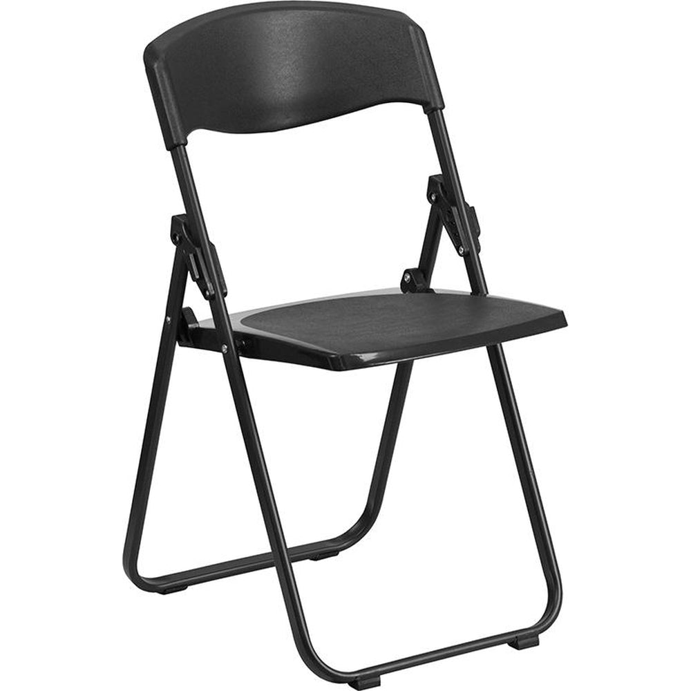 hercules series 500 lb capacity heavy duty plastic folding chair with built in ganging brackets