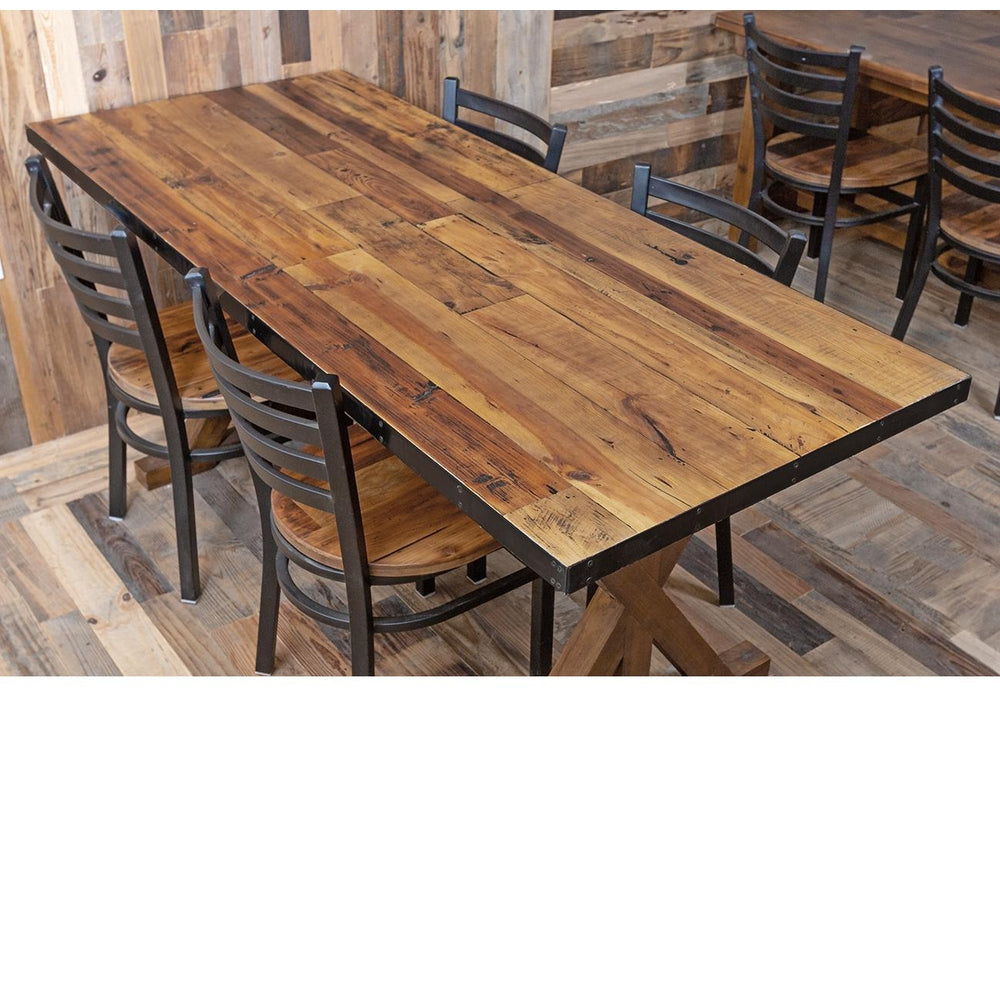 Reclaimed Wood Economy Table Tops with Metal Edge