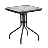 23 5 inch square tempered glass metal table