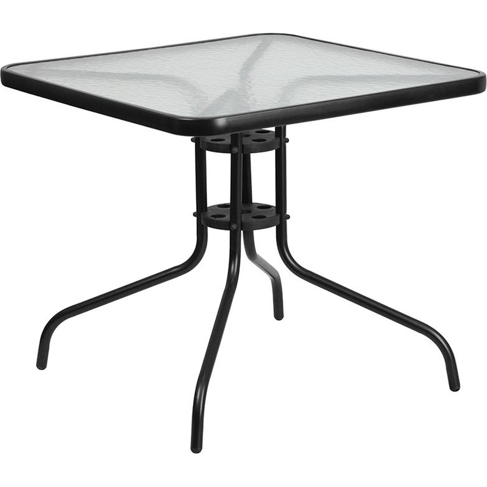 31 5 inch square tempered glass metal table