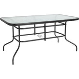 31 5 inch x 55 inch rectangular tempered glass metal table