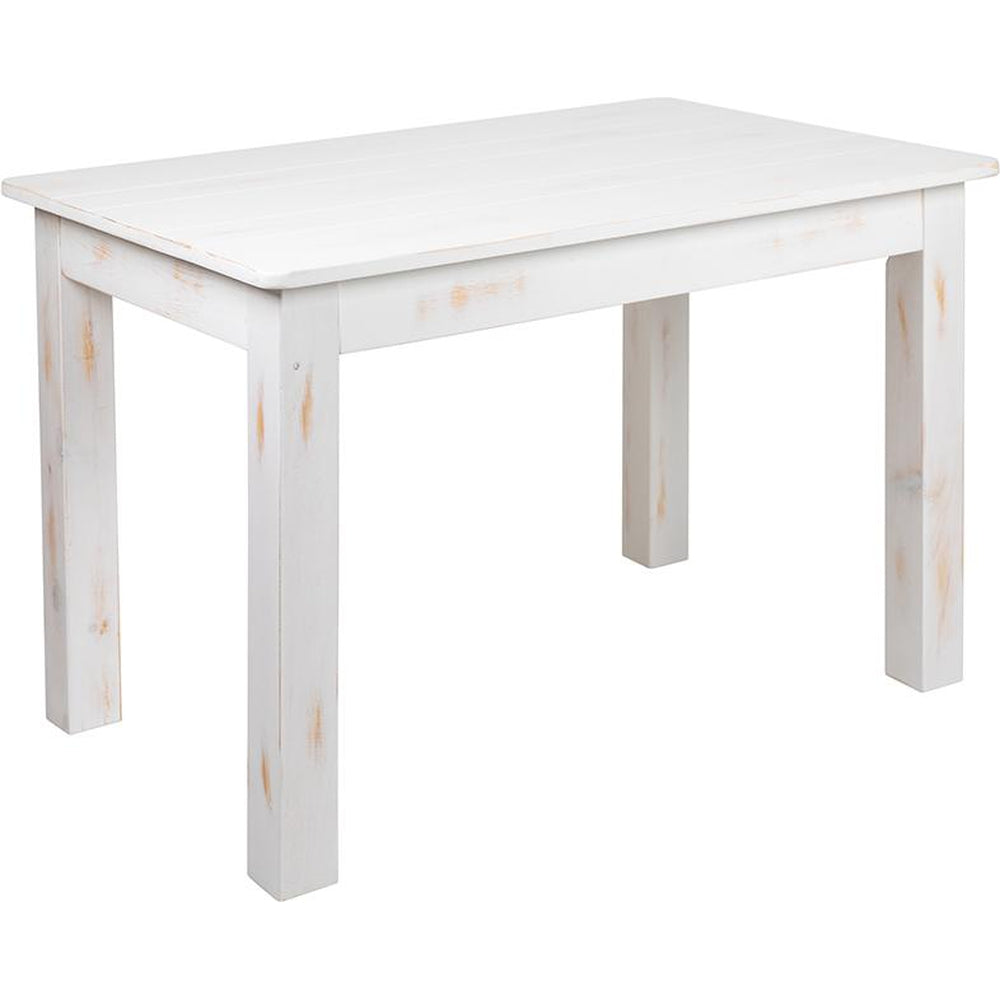 hercules series 46 inch x 30 inch rectangular antique rustic white solid pine farm dining table