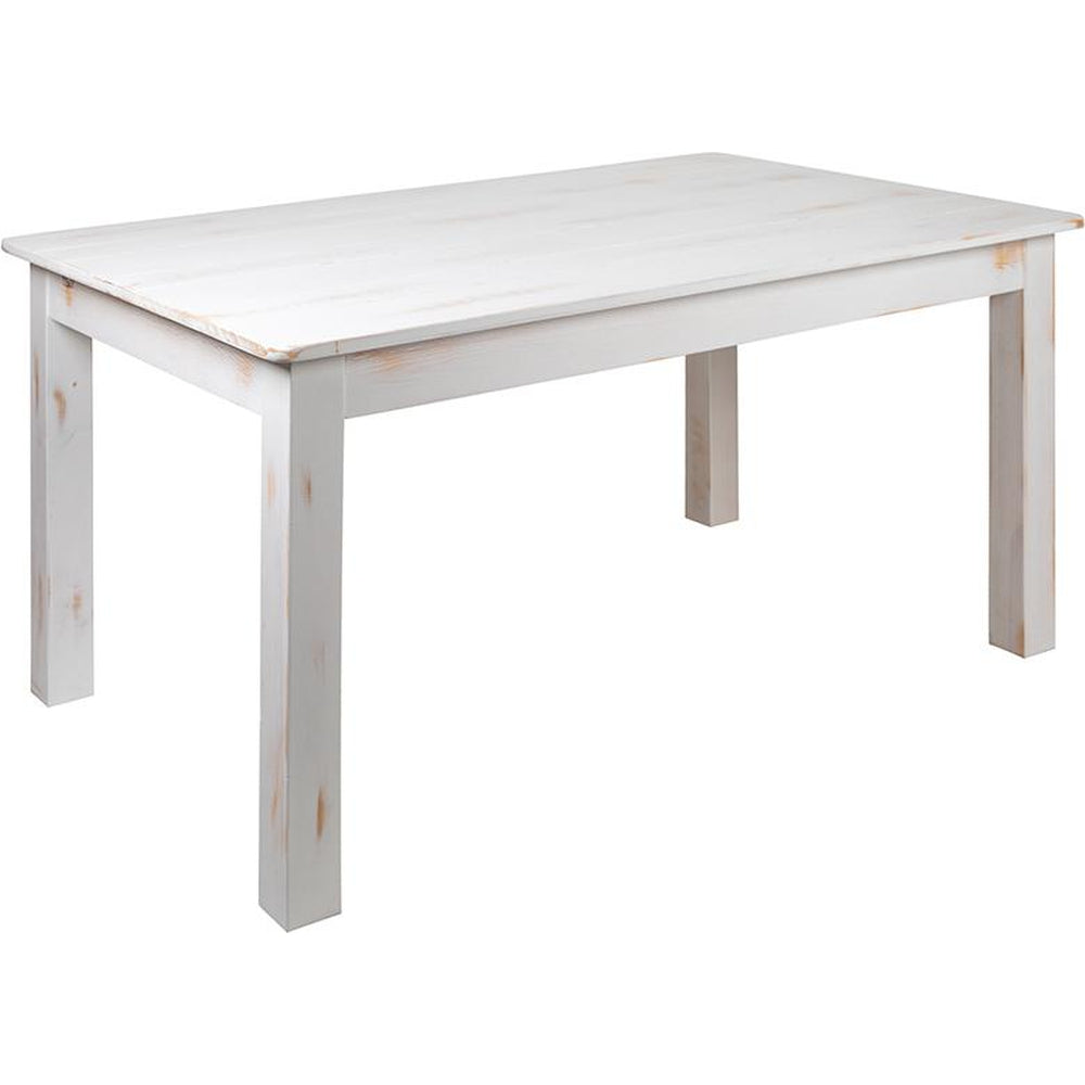hercules series 60 inch x 38 inch rectangular antique rustic white solid pine farm dining table