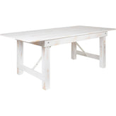 hercules series 7 ft x 40 inch rectangular antique rustic white solid pine folding farm table