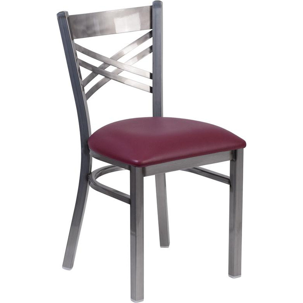 hercules series clear coated x back metal restaurant chair