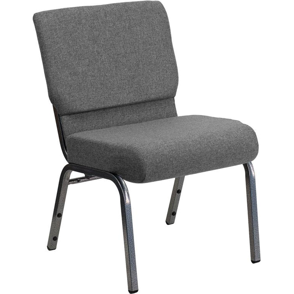 hercules series 21 inch width stacking church chair in fabric silver vein frame