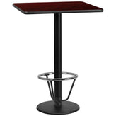 30 inch square laminate table top with 18 inch round bar height table base and ft ring