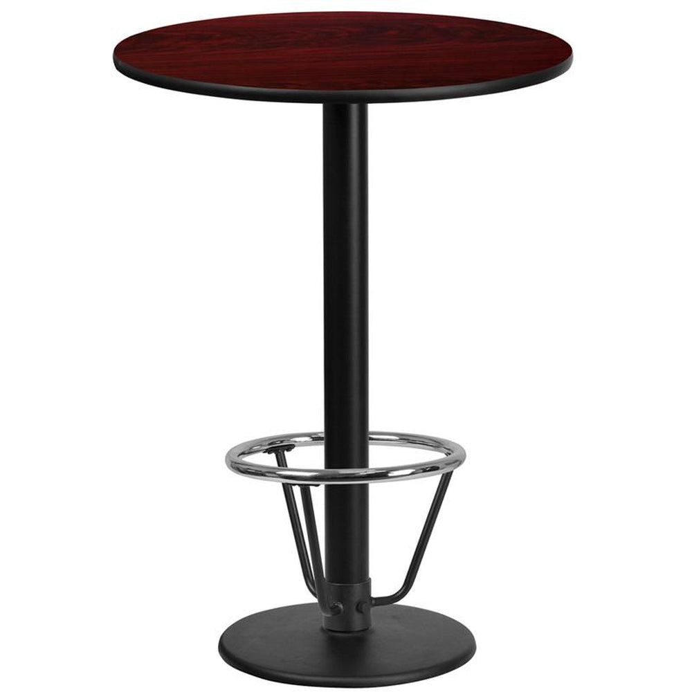 24 inch round laminate table top with 18 inch round bar height table base and ft ring