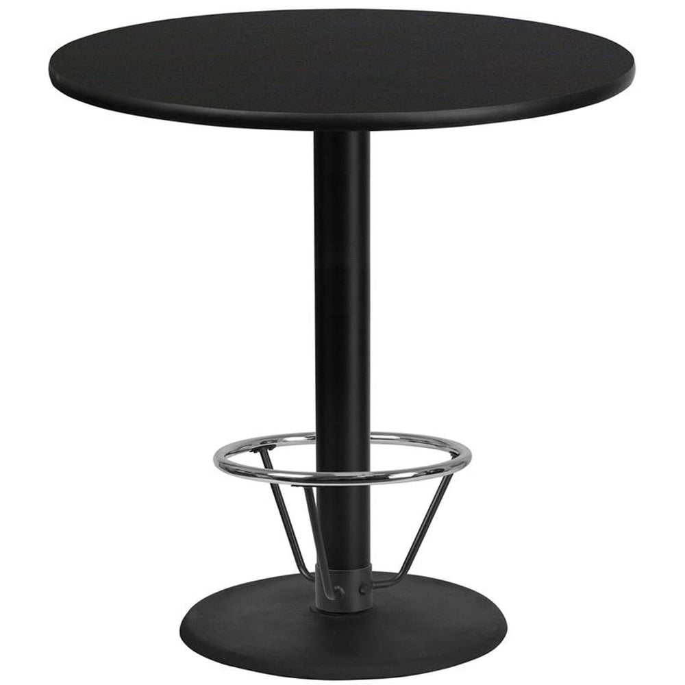 42 inch round laminate table top with 24 inch round bar height table base and ft ring