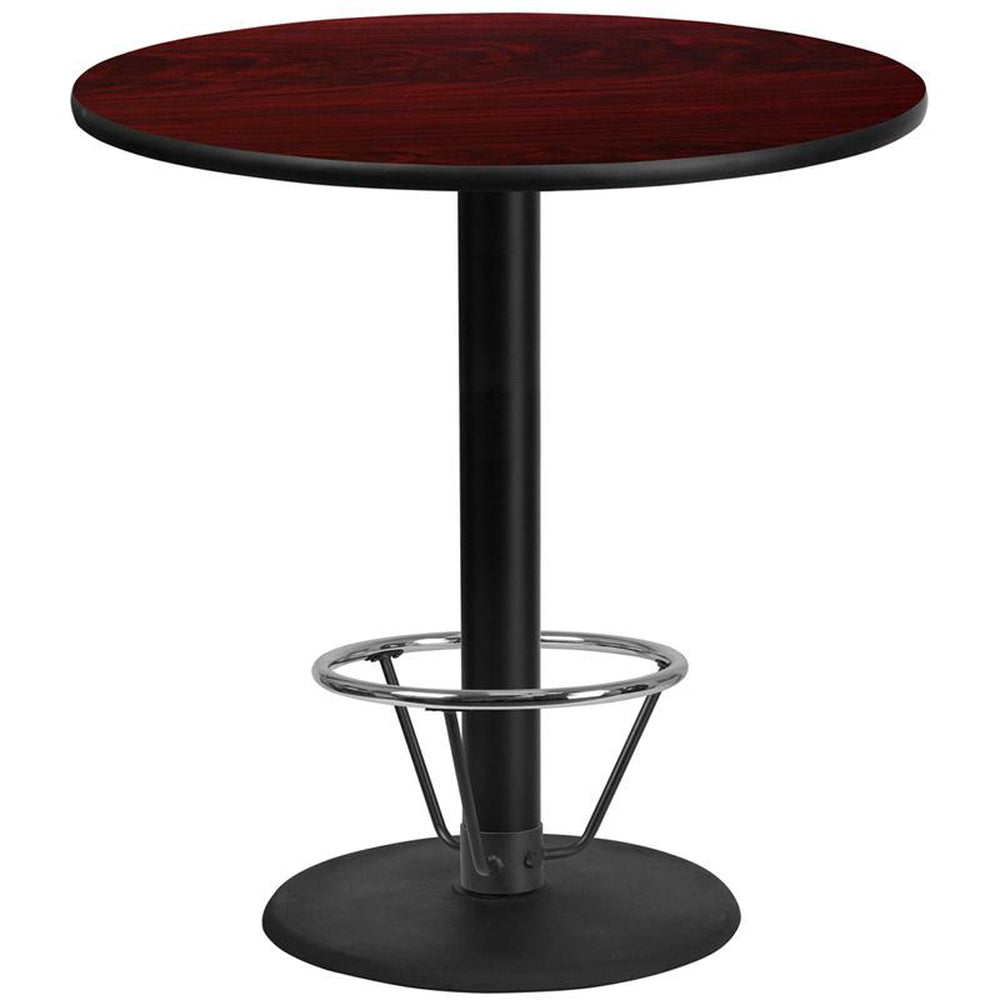 42 inch round laminate table top with 24 inch round bar height table base and ft ring