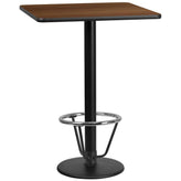 30 inch square laminate table top with 18 inch round bar height table base and ft ring